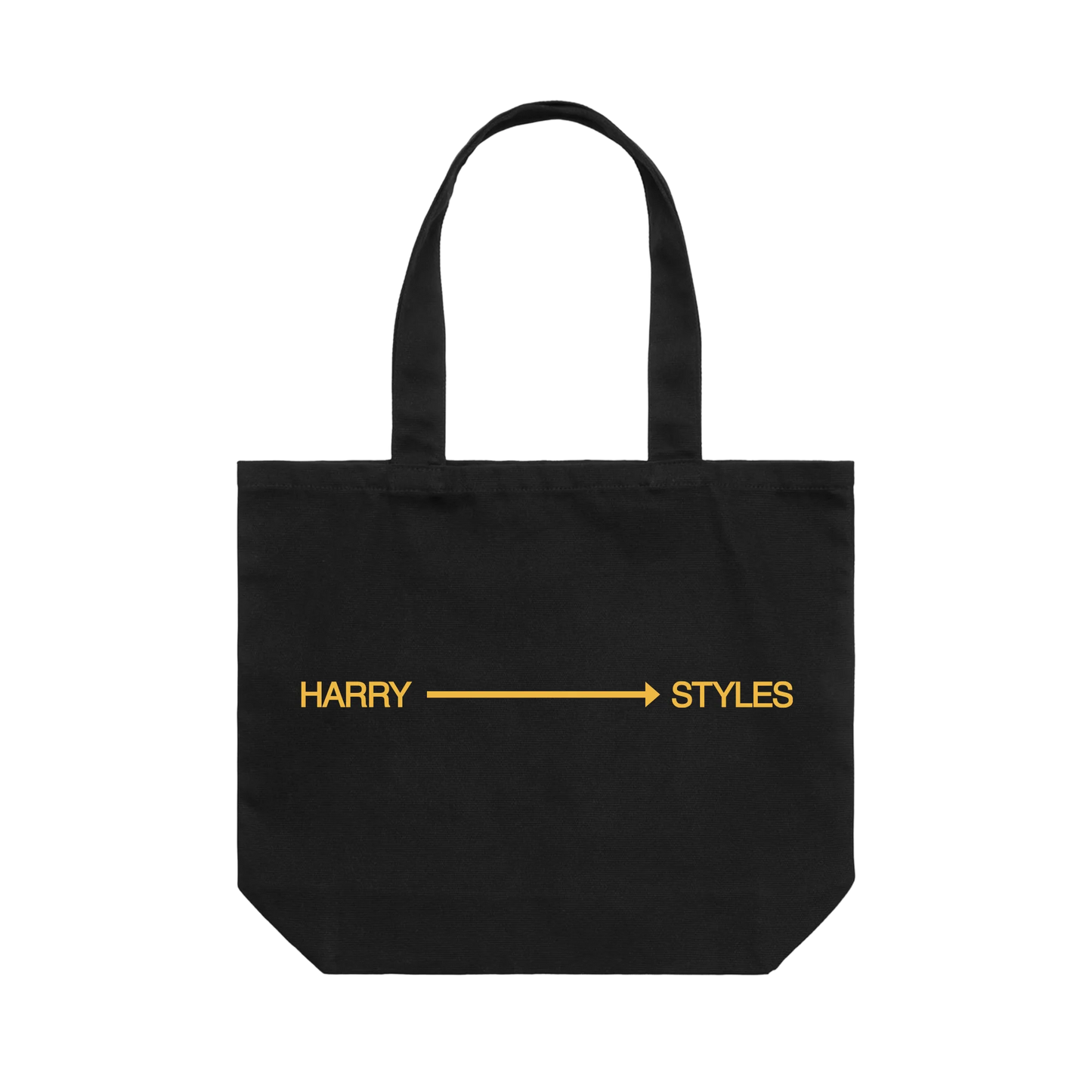 Black Harry Styles oversized canvas tote bag with clean utility-style merch design for everyday carry
