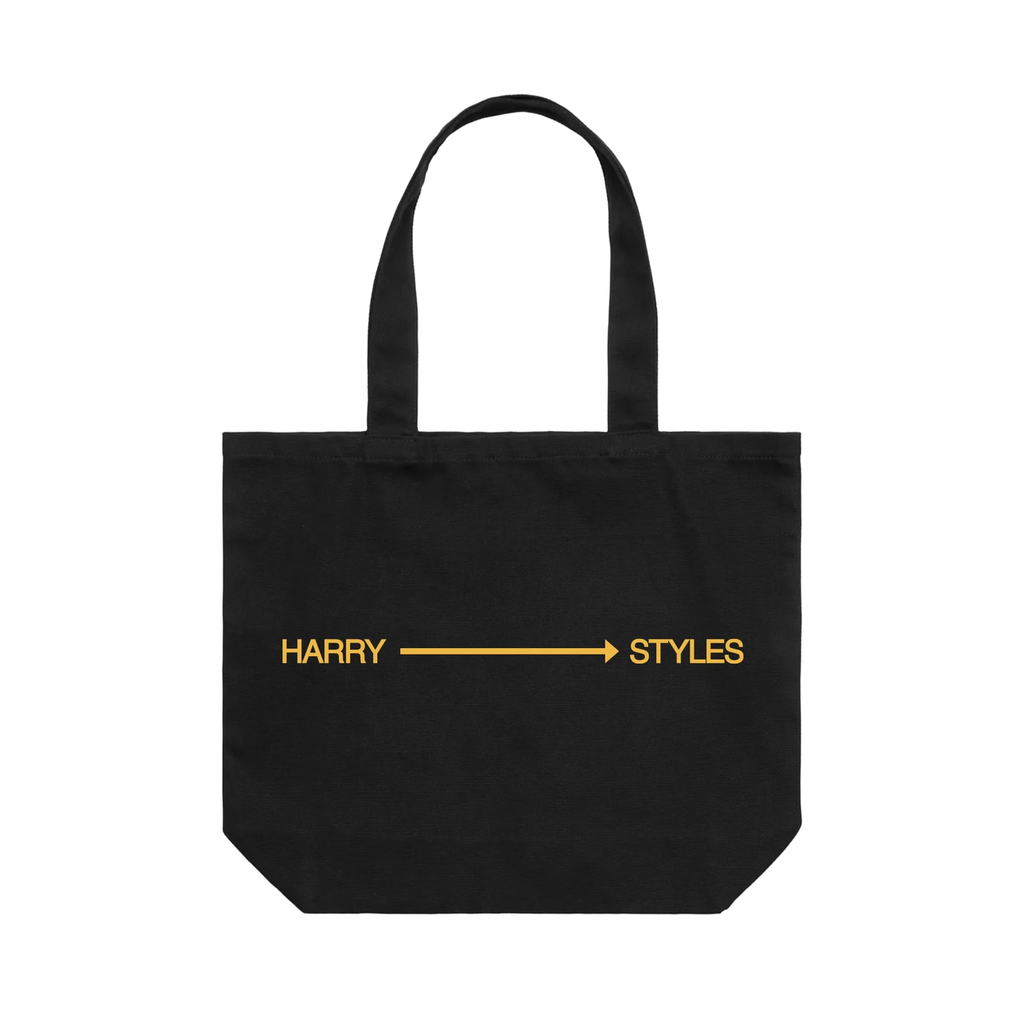 Black Harry Styles oversized canvas tote bag with clean utility-style merch design for everyday carry