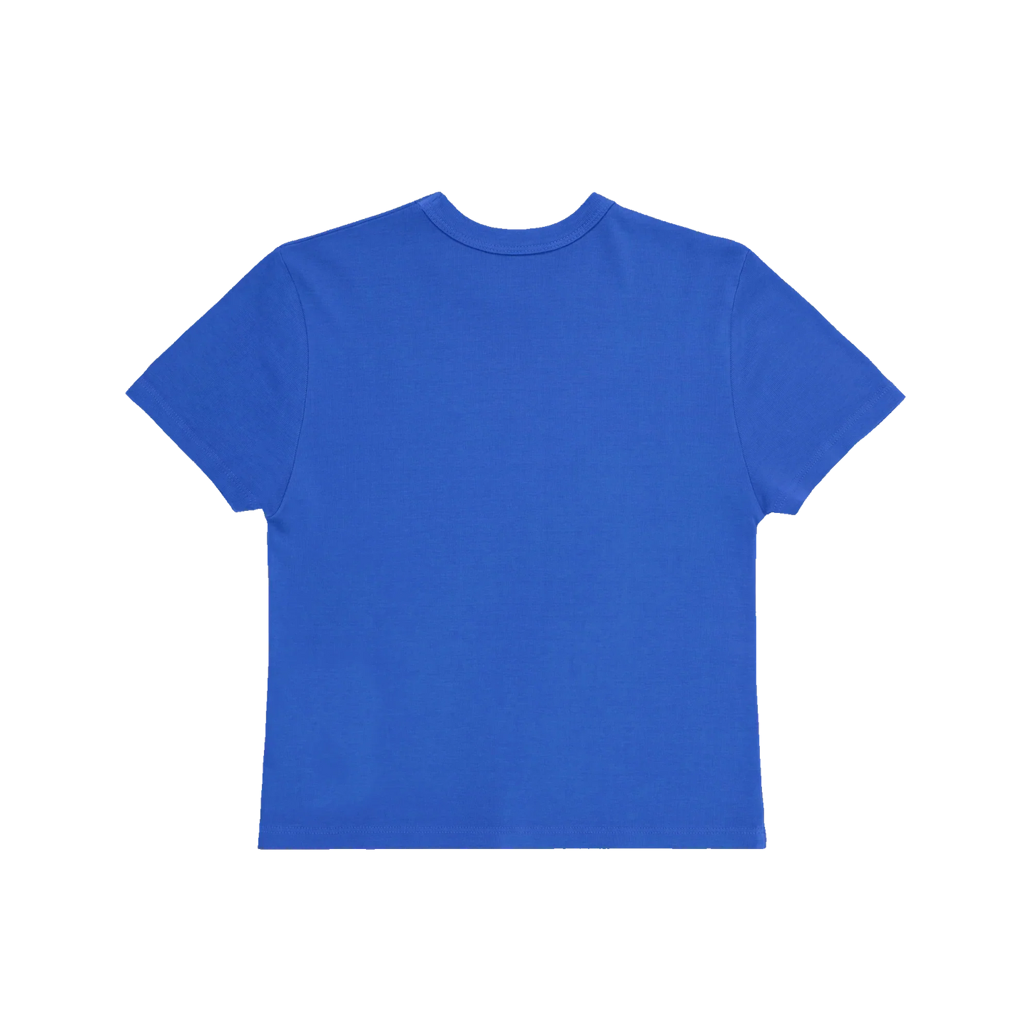Blue Harry Styles merch baby tee with minimalist clean back design in modern vintage pop style back view