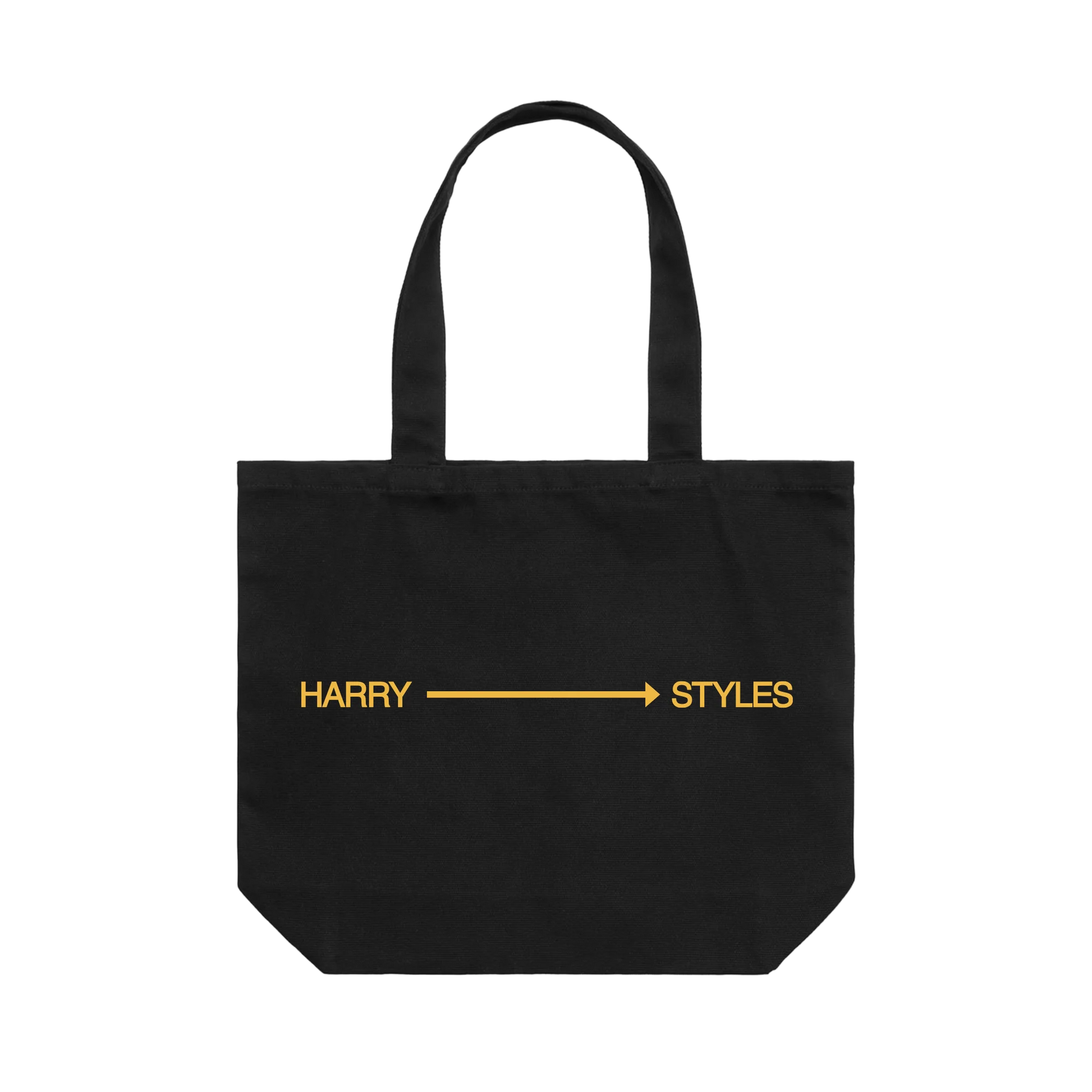 Black Harry Styles oversized canvas tote bag with clean utility-style merch design for everyday carry