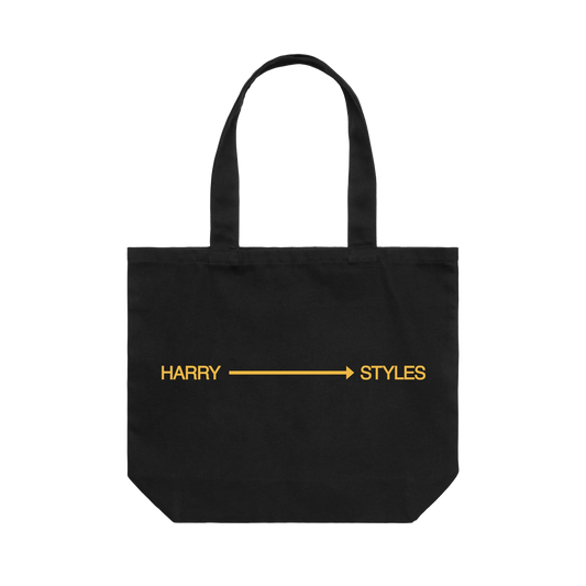 Black Harry Styles oversized canvas tote bag with clean utility-style merch design for everyday carry