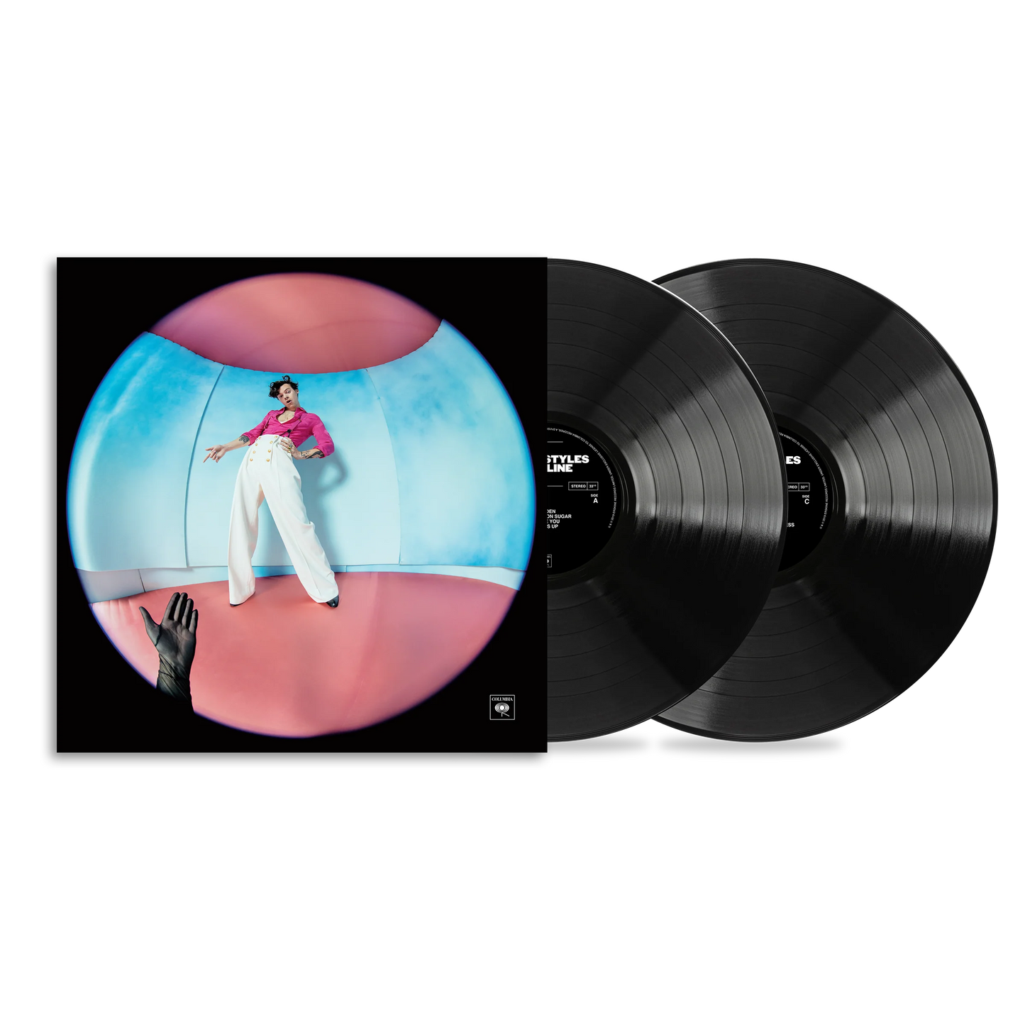 Harry Styles Fine Line double vinyl album with iconic fisheye cover art black LP records and premium collector edition packaging