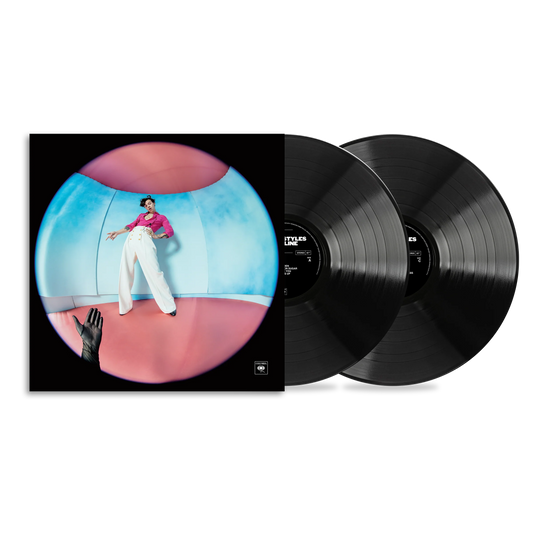 Harry Styles Fine Line double vinyl album with iconic fisheye cover art black LP records and premium collector edition packaging